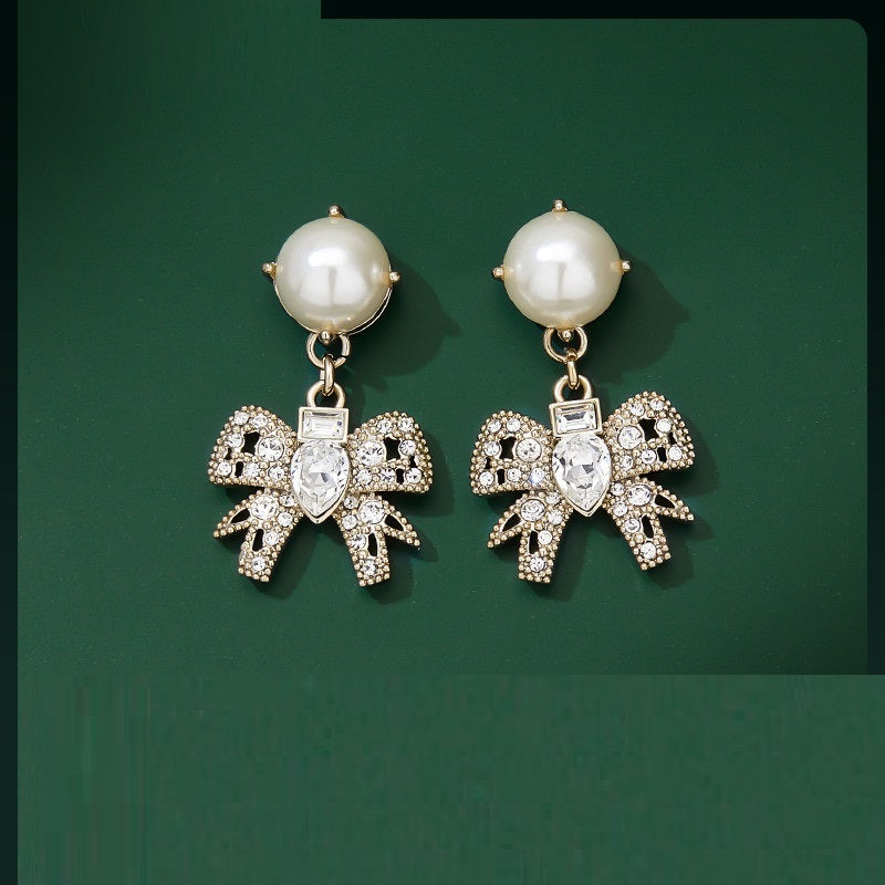 Women's Vintage Bow Pearl Premium Earrings