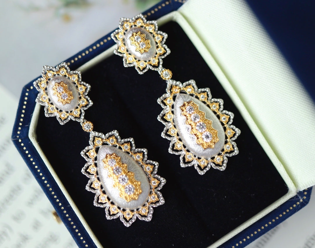 Luxury 925 Silver Hollow Earrings Ornaments