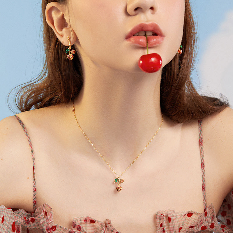 Temperament Fashion Cherry Shape Pendant Necklace