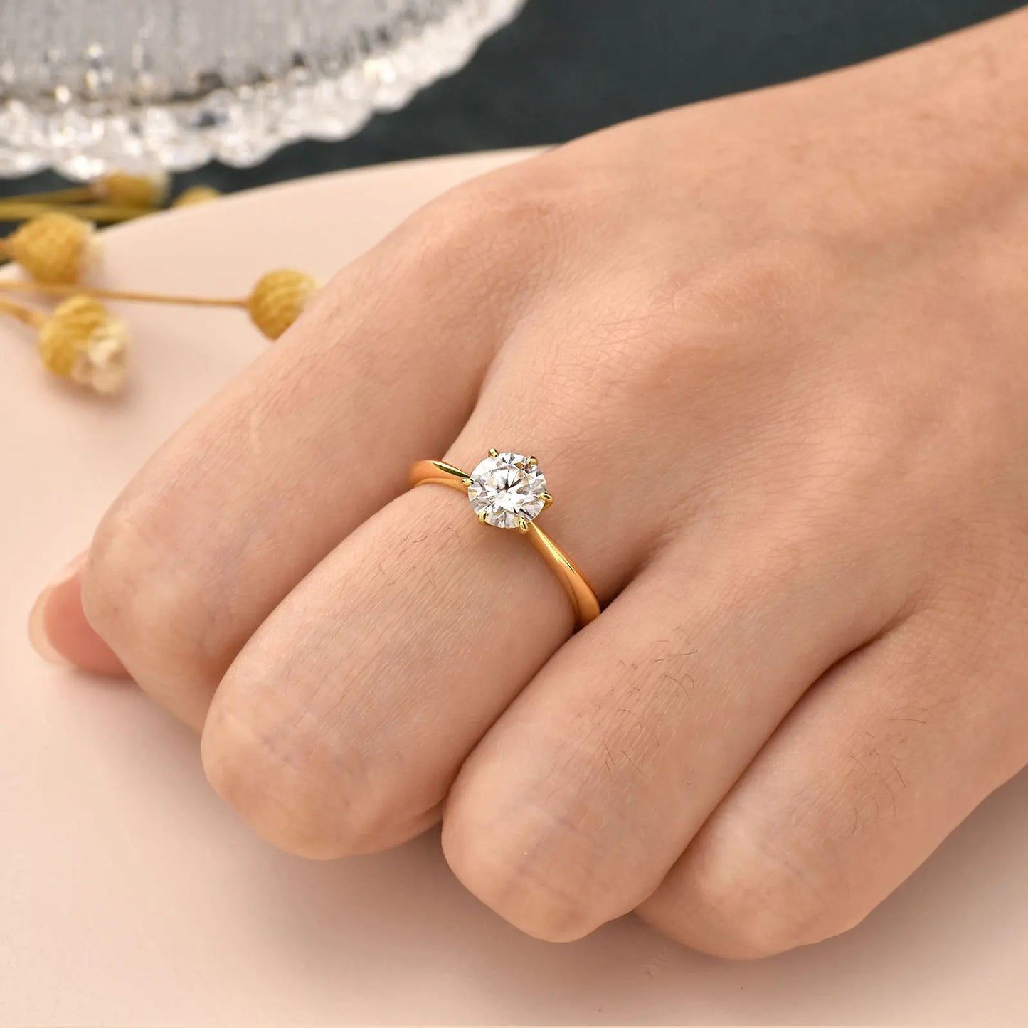 Yellow & Rose Gold Solid 925 Sterling Silver Moissanite Rings