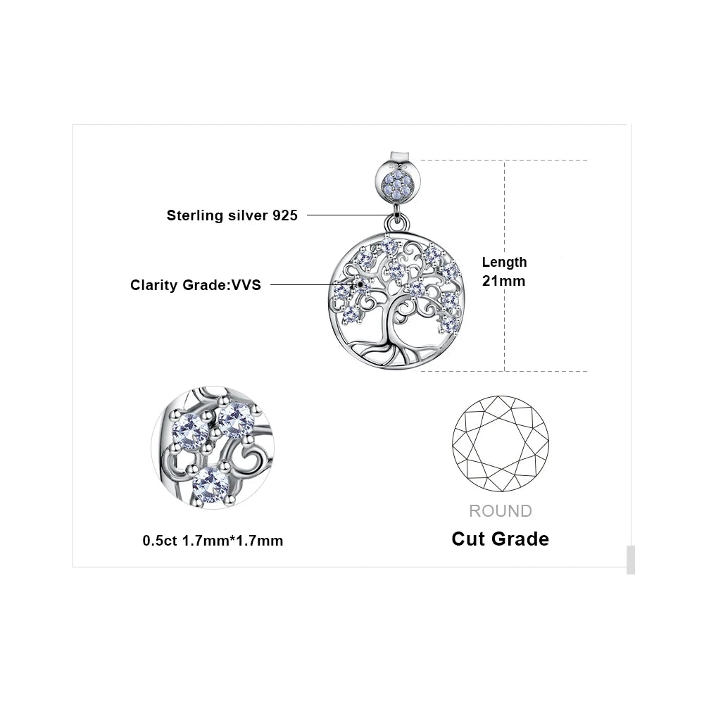 Life Tree Created Blue Spinel Dangle Drop Earrings