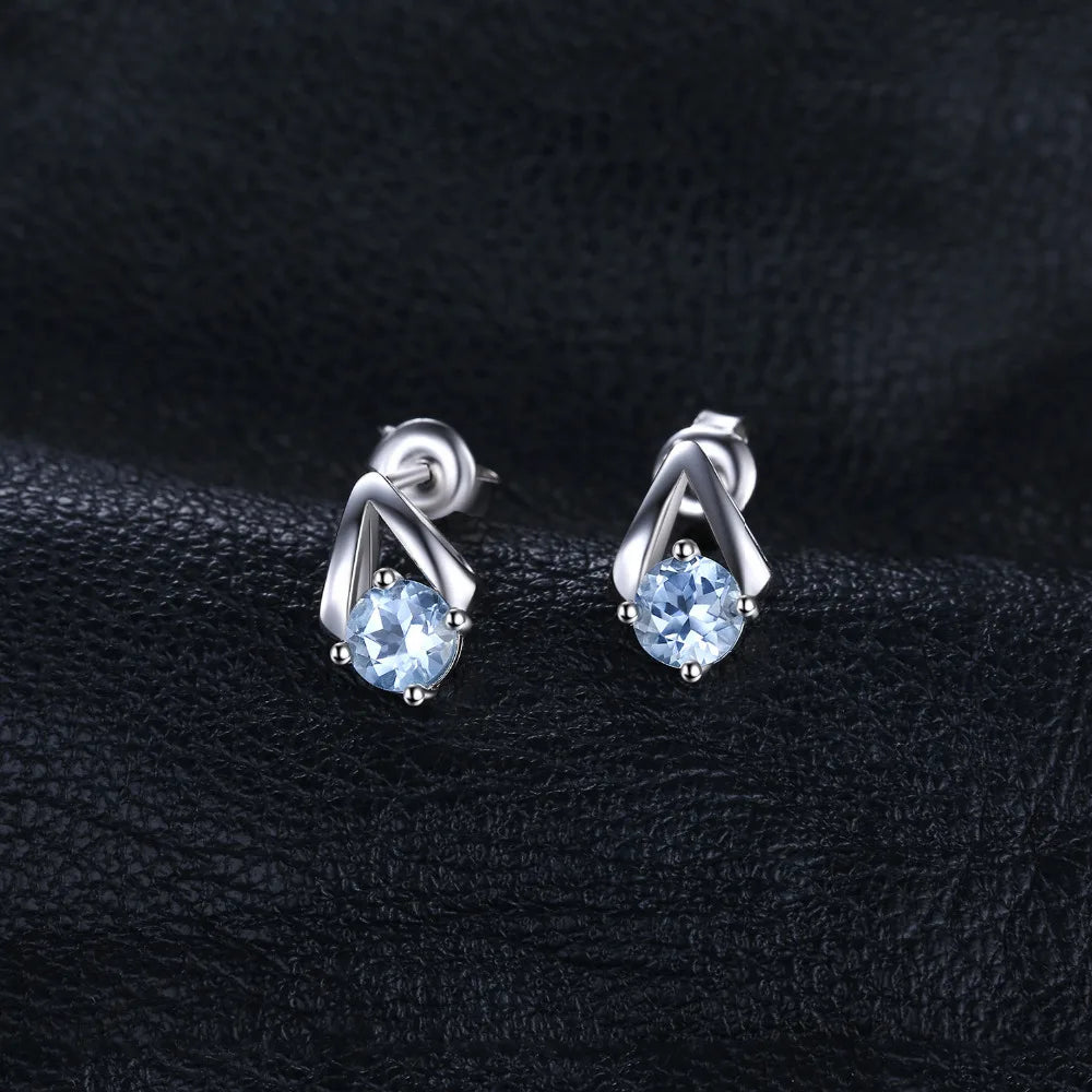 Sky Blue Topaz Sterling Silver Stud Earrings