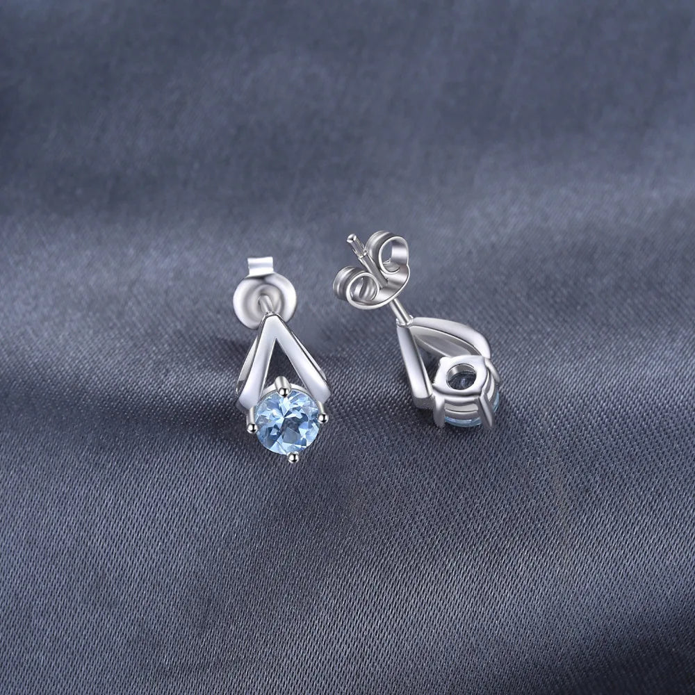 Sky Blue Topaz Sterling Silver Stud Earrings