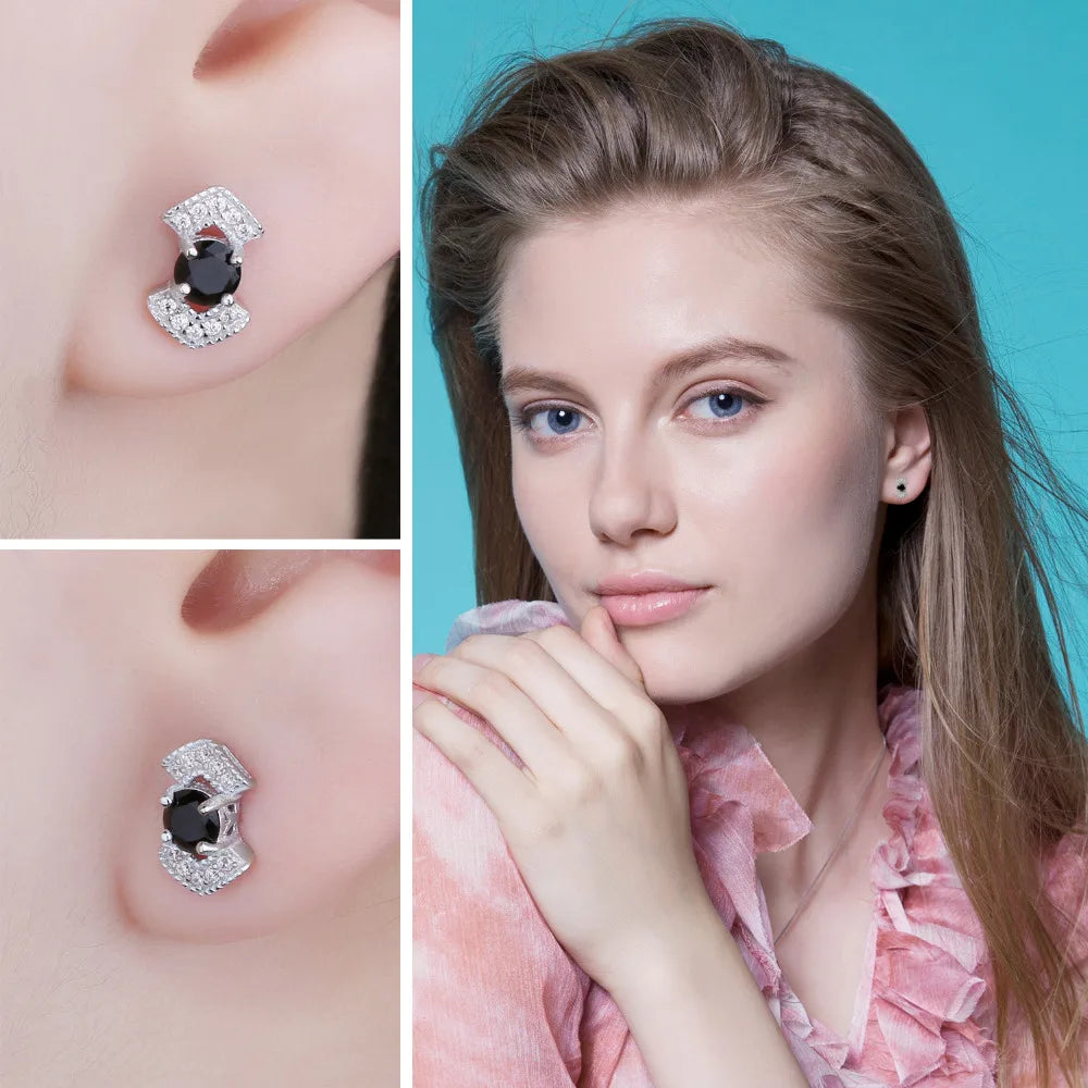 Elegant Black Spinel Stud Earrings