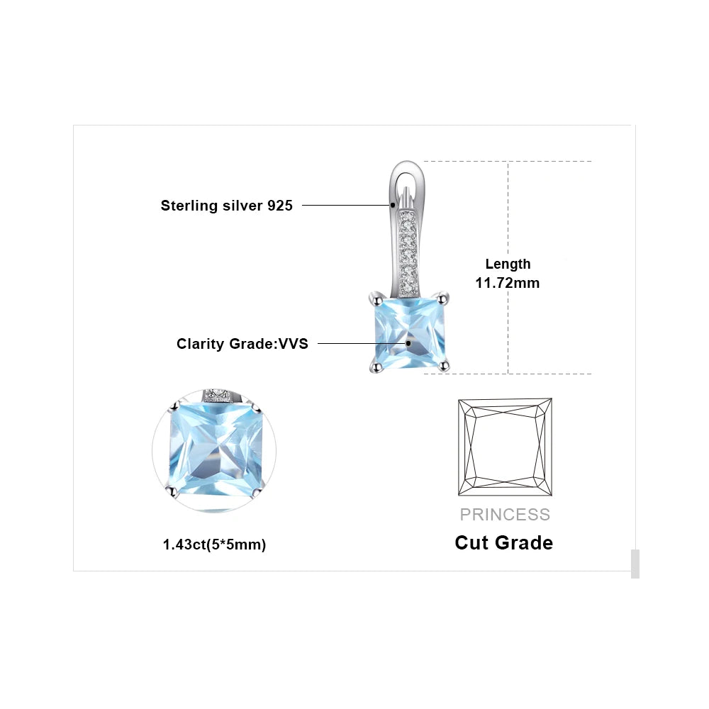 Princess Cut Sky Blue Topaz Hoop Earrings