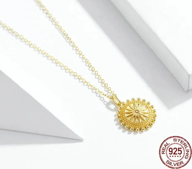 Sun Coin Pendant Necklace