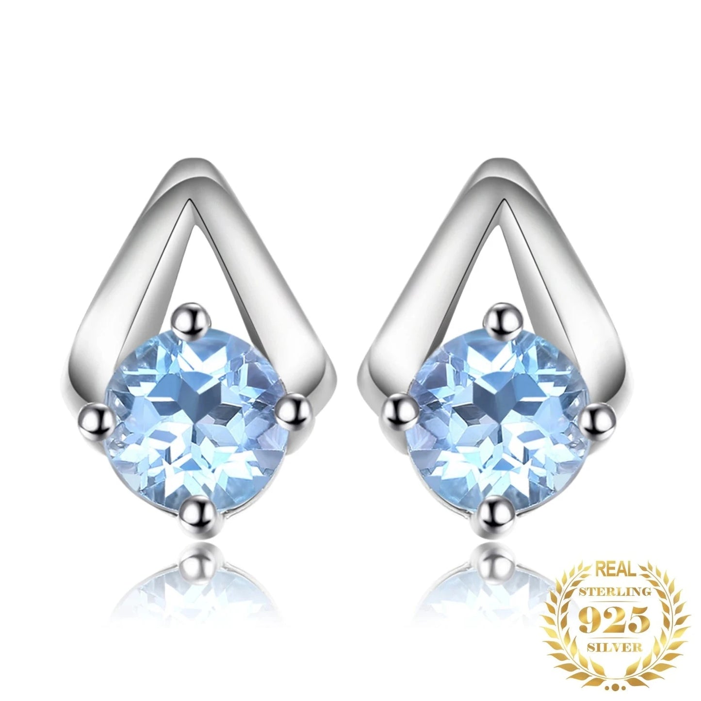 Sky Blue Topaz Sterling Silver Stud Earrings