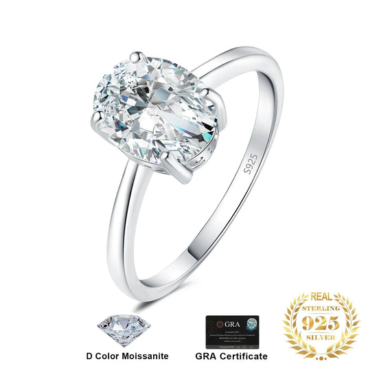 Moissanite D Color Oval Solitaire Wedding Ring