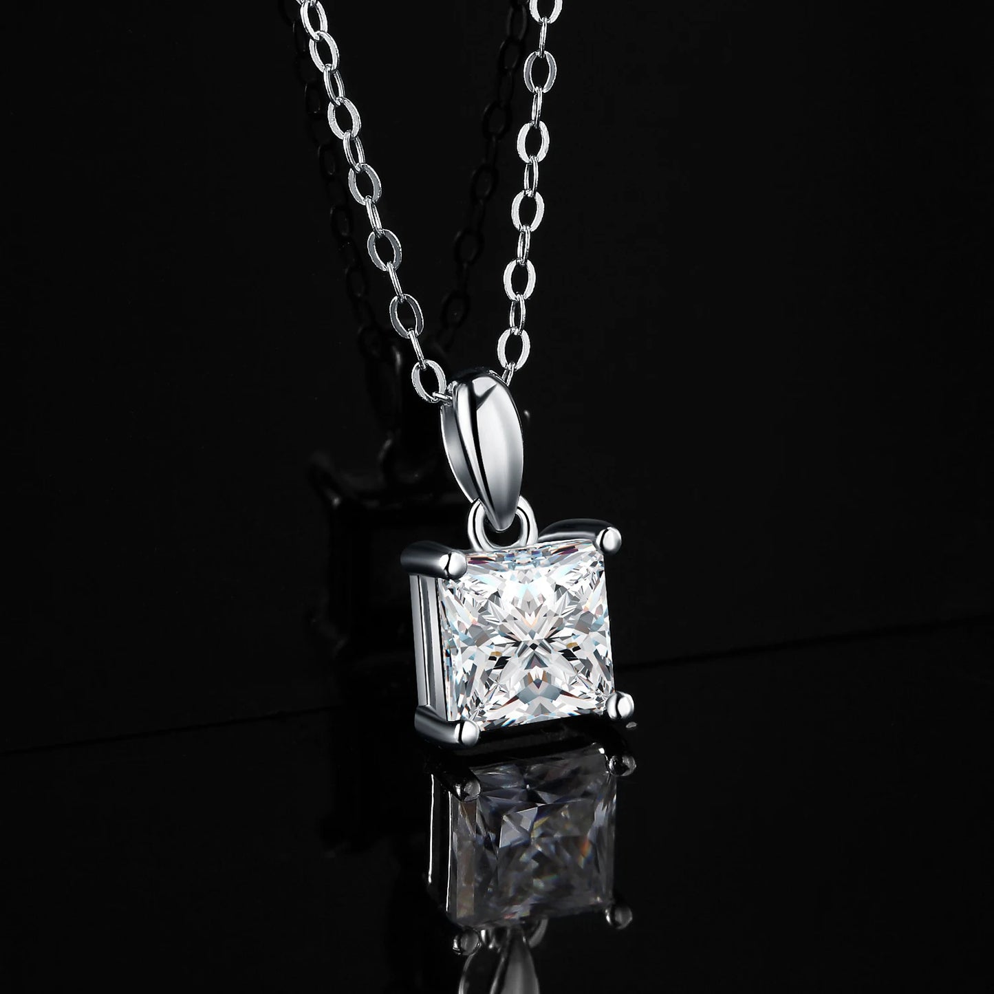 Moissanite D Color 1ct Princess Cut Pendant Necklace