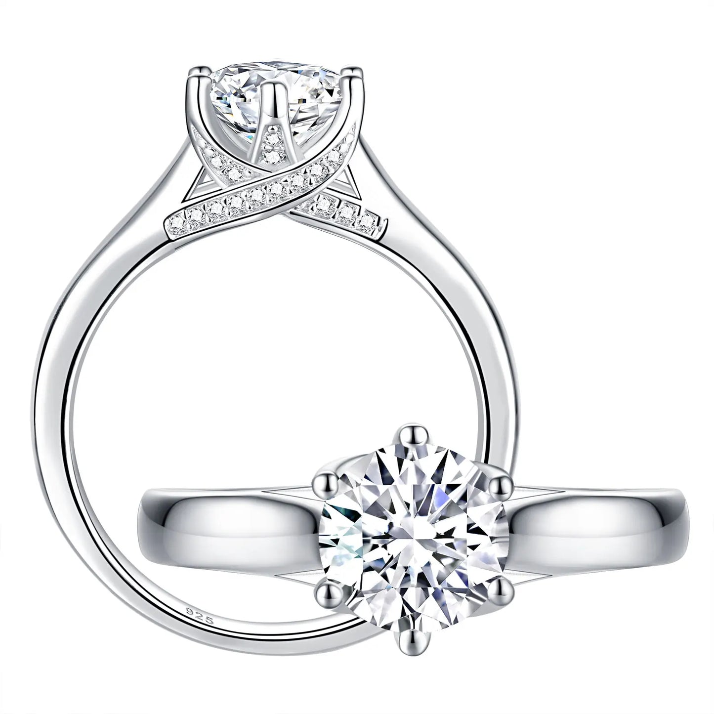 Solitaire Brilliant Round Cut Moissanite Engagement Ring