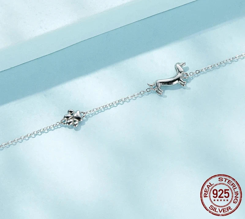 925 Sterling Silver Dachshund Bracelets Jewelry Gifts