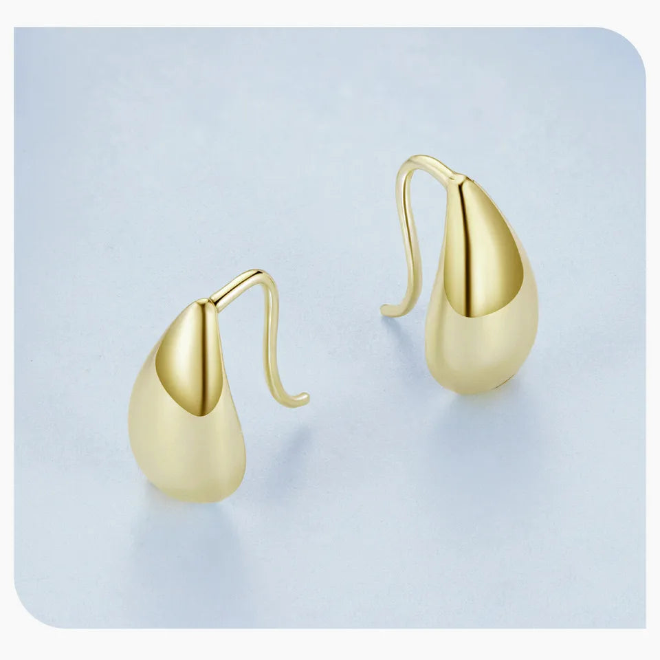 Authentic 925 Sterling Silver Glossy Waterdrop Earrings