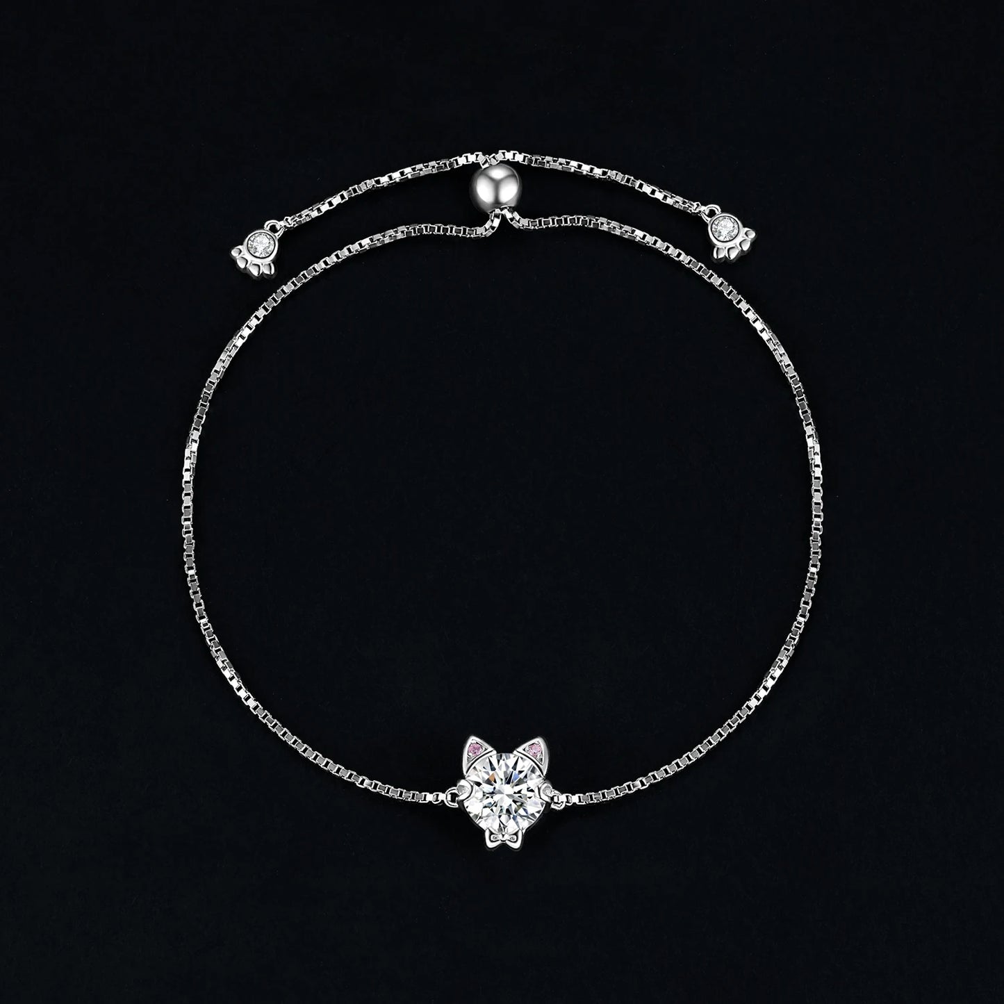 Love Cat 1.7ct Round Gemstone Adjustable Link Bracelet