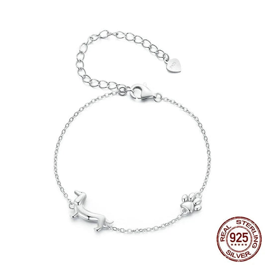 925 Sterling Silver Dachshund Bracelets Jewelry Gifts