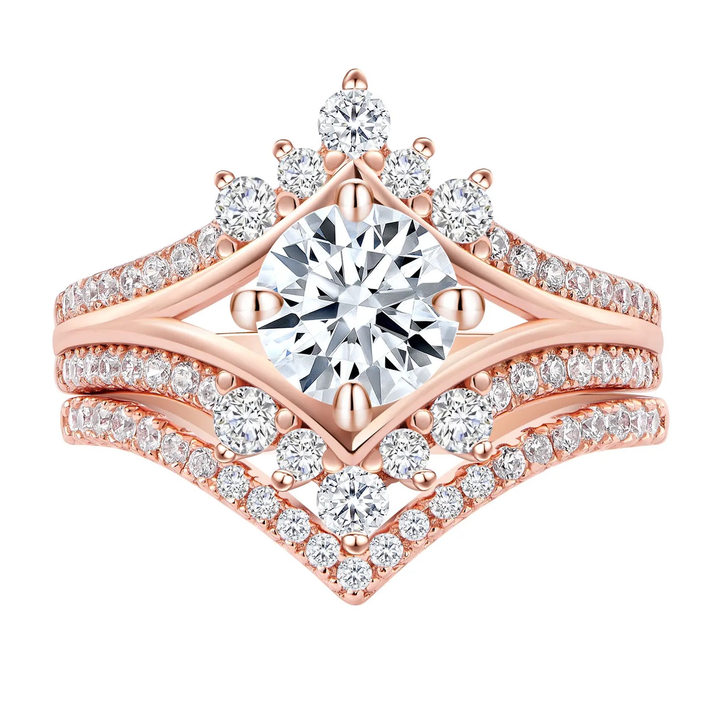 Vintage Crown Shape Wedding Engagement Ring Sets