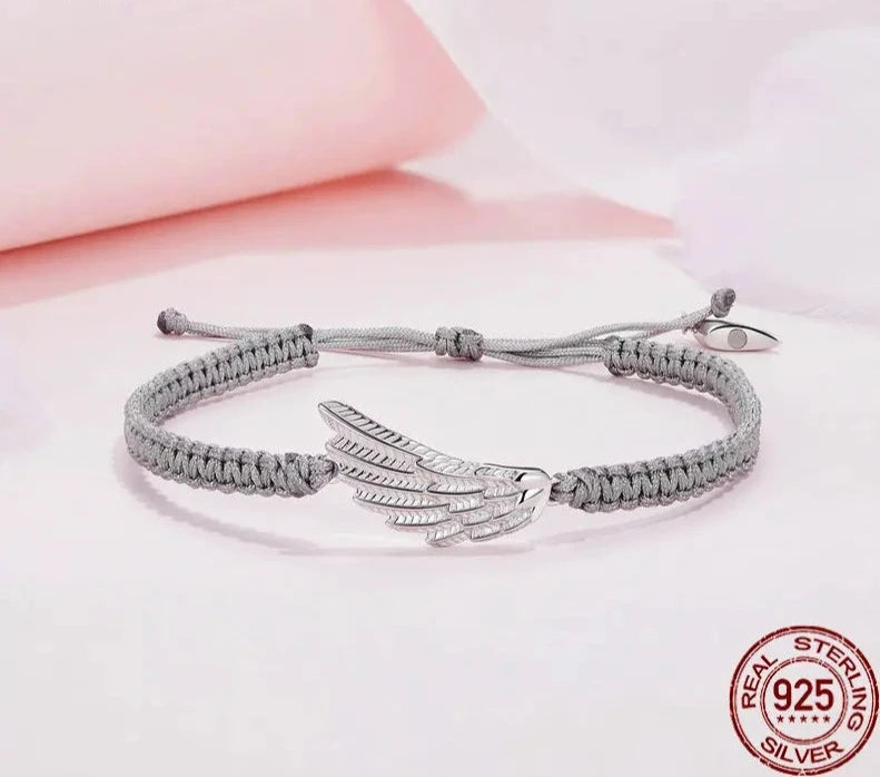 925 Sterling Silver Angel and Demon Lovers' Rope Bracelet