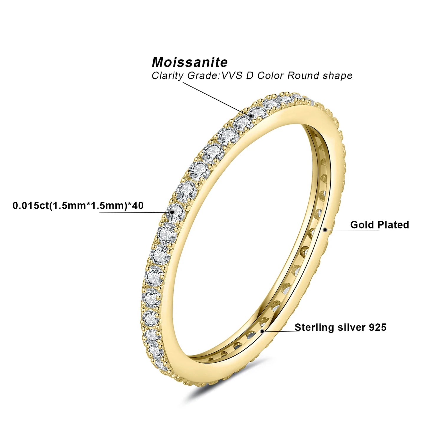 Moissanite D Color 0.6ct Eternity Wedding Band