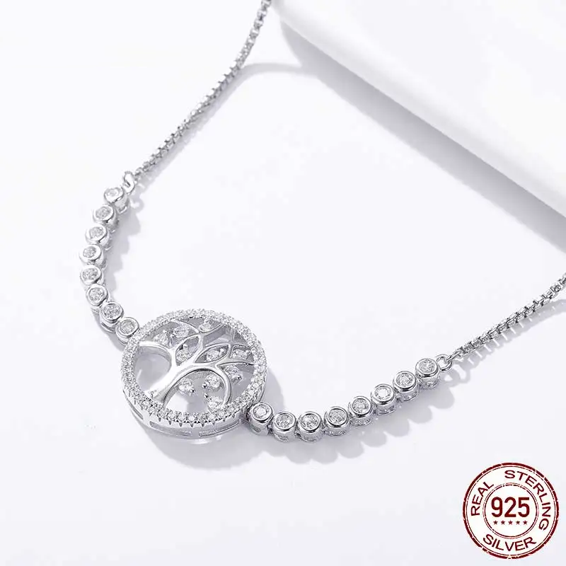 925 Sterling Silver Tree of Life CZ Tennis Bracelet