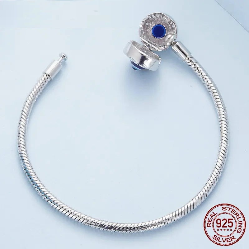 925 Sterling Silver Demon Eye Basic Bracelet Snake Chain