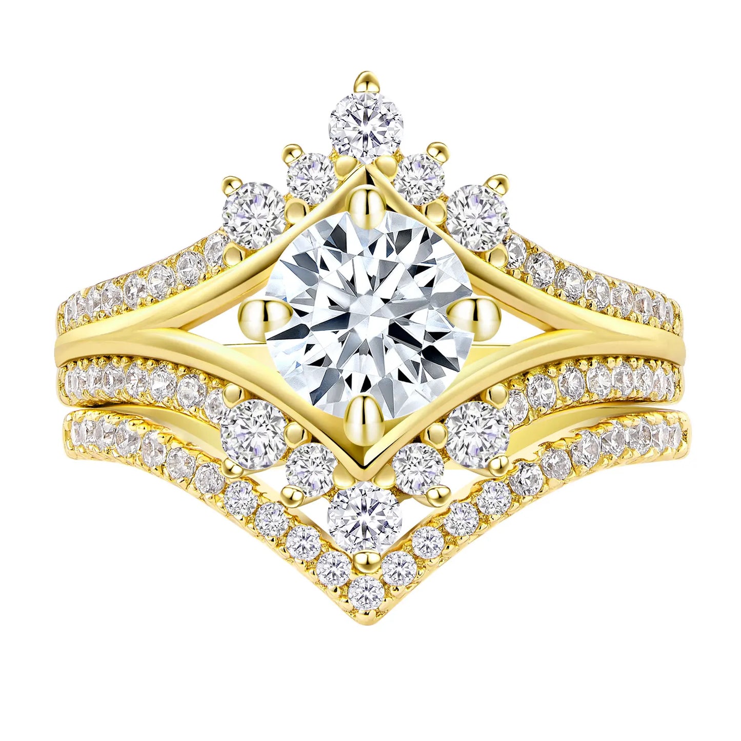 Vintage Crown Shape Wedding Engagement Ring Sets