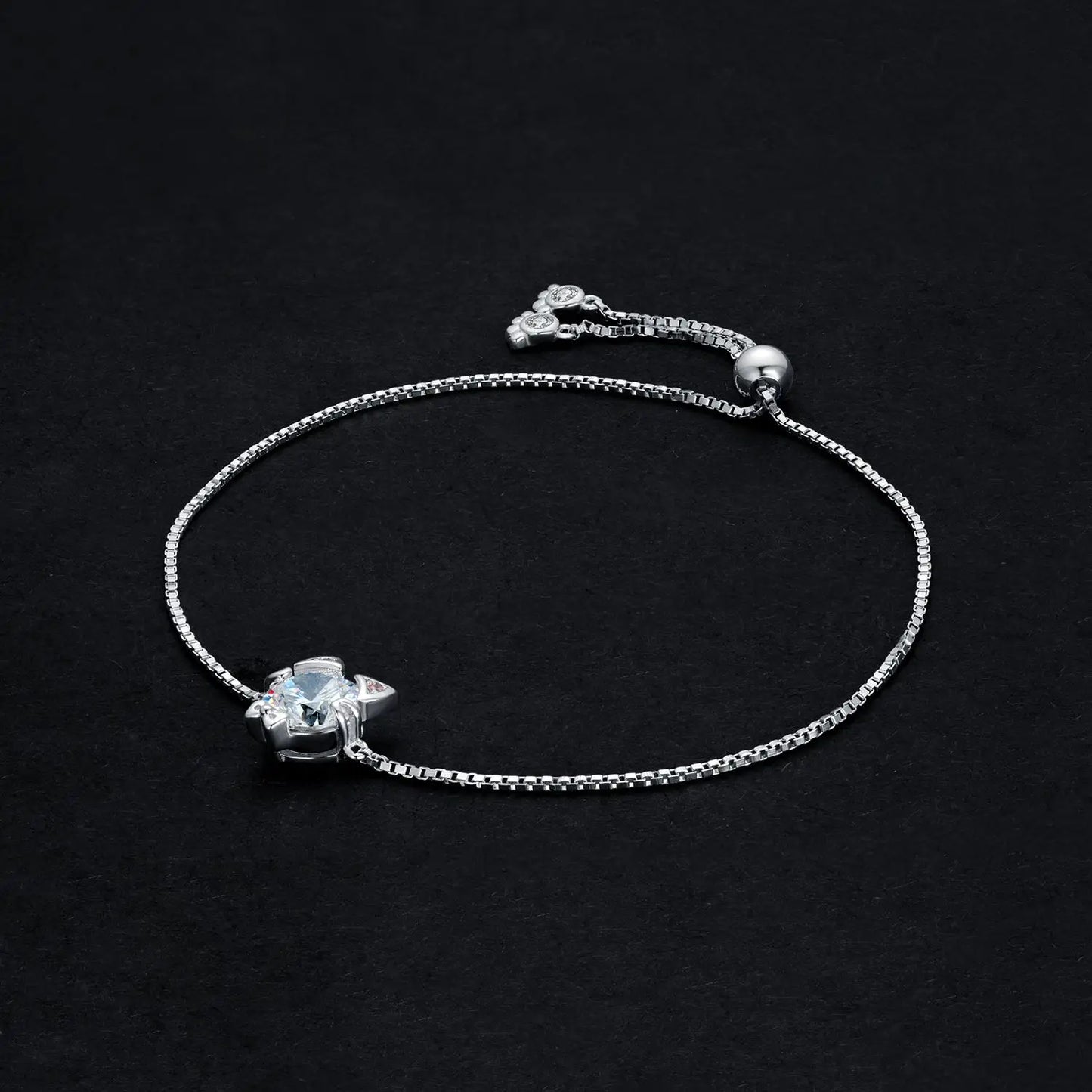 Love Cat 1.7ct Round Gemstone Adjustable Link Bracelet