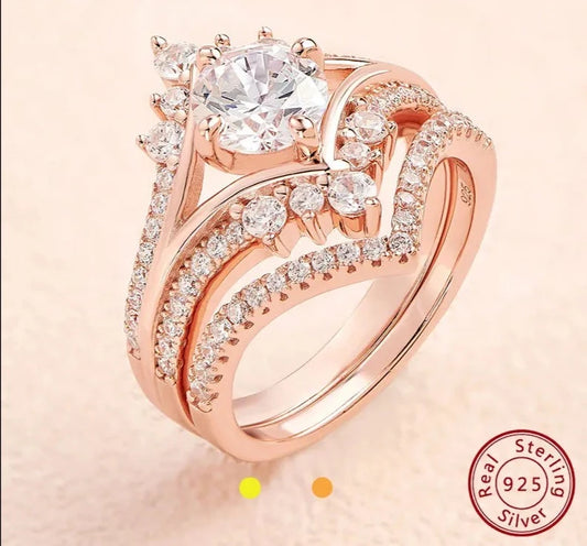 Vintage Crown Shape Wedding Engagement Ring Sets