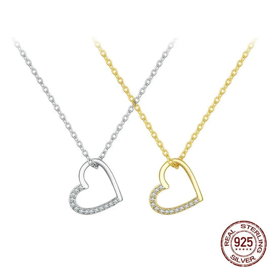 Genuine 925 Sterling Silver The Shape of Love Chain Necklace