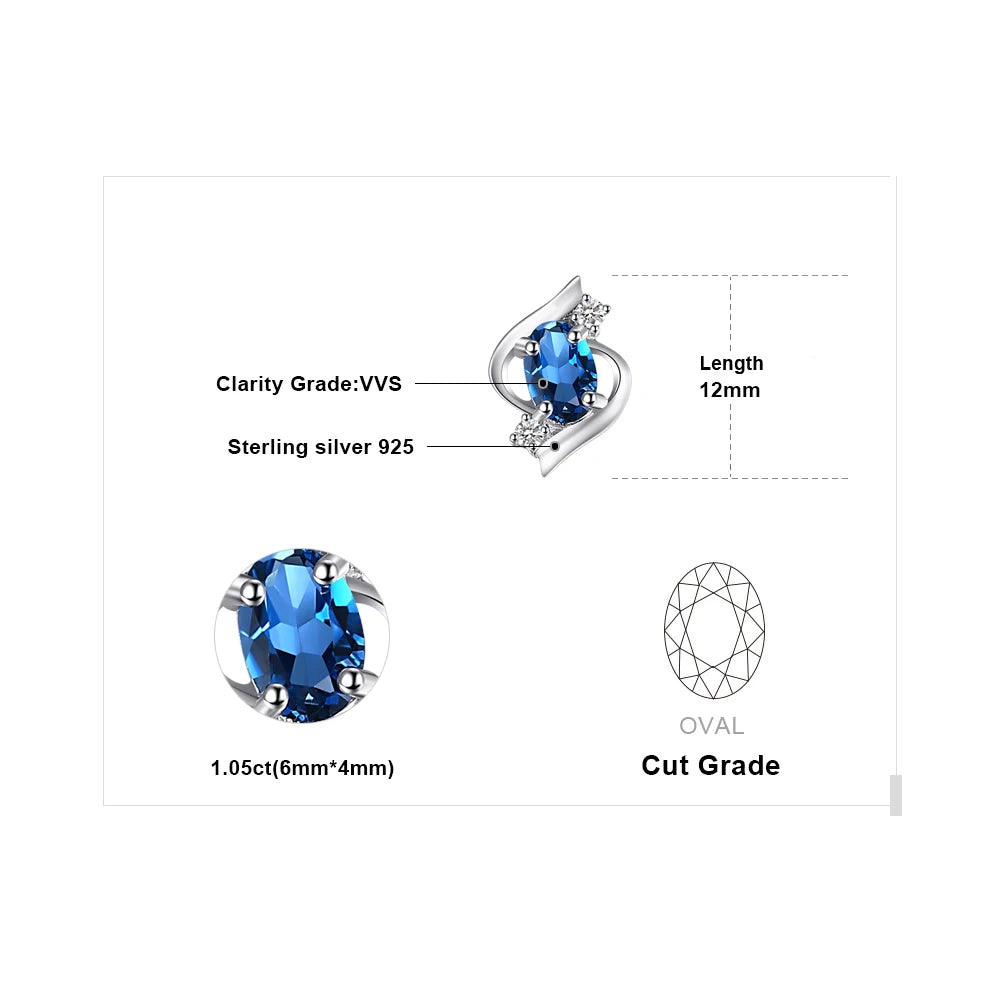 Oval 1.1ct Natural London Blue Topaz Sterling Silver Stud Earrings