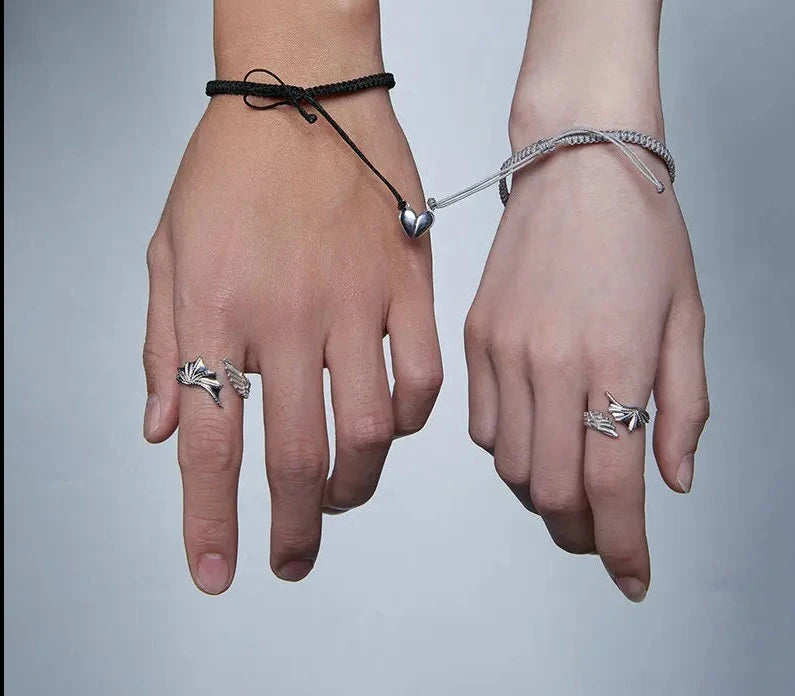 925 Sterling Silver Angel and Demon Lovers' Rope Bracelet