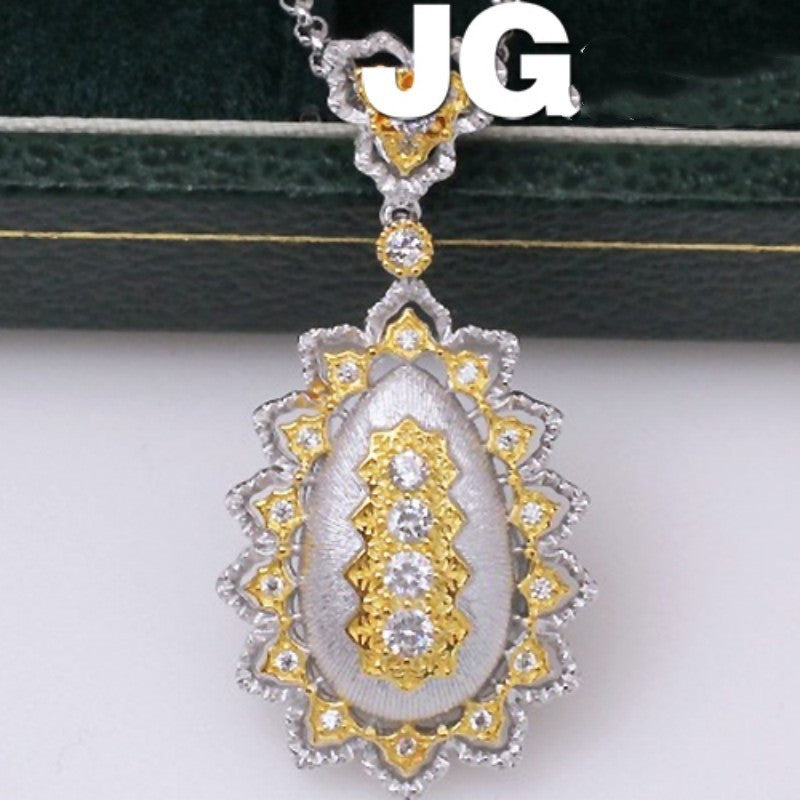 Light Luxury 925 Silver Snowflake Color Separation Pendant Necklace