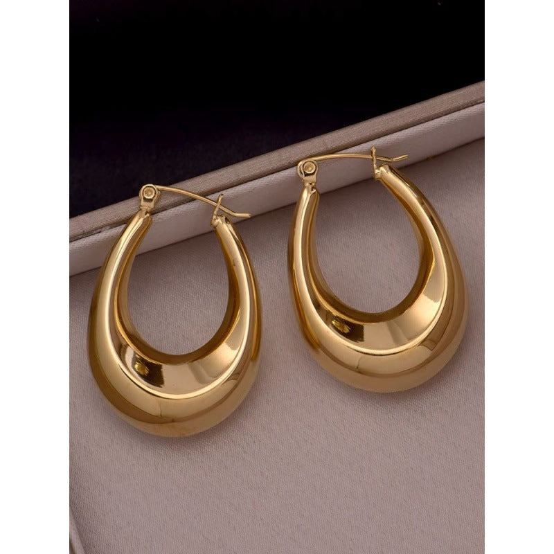 U-shaped Teardrop Earrings With Au750 Coloured Gold Studs